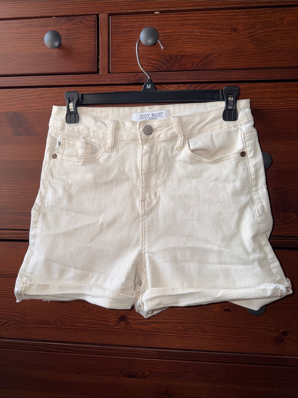 Judy Blue Cream Ivory High Rise Denim Shorts Medium JB150089